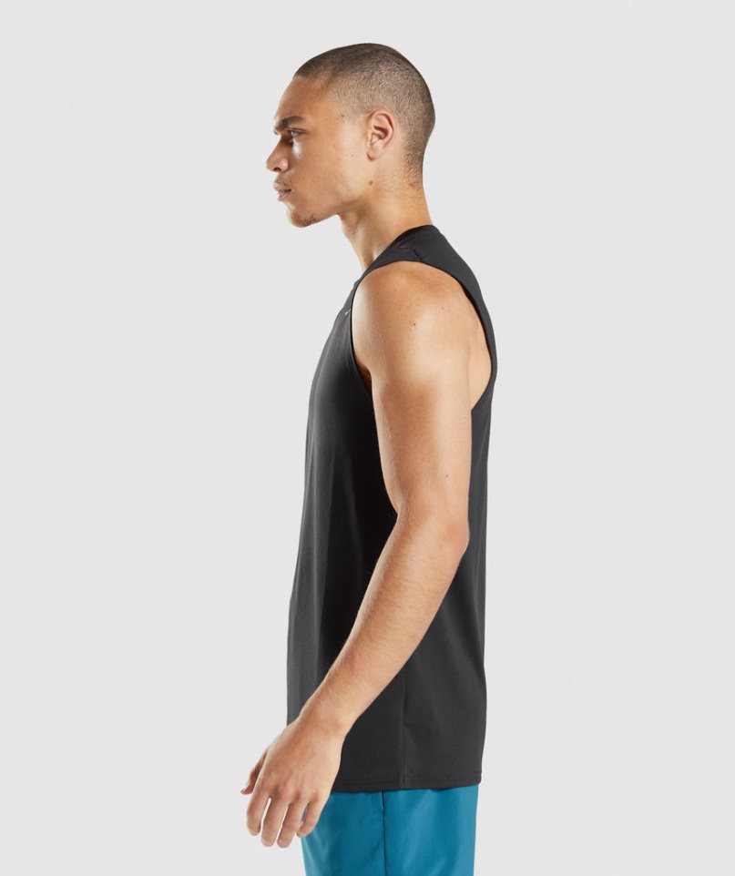 Men's Gymshark Arrival Sleeveless Tanks Black | NZ 5XBQRD